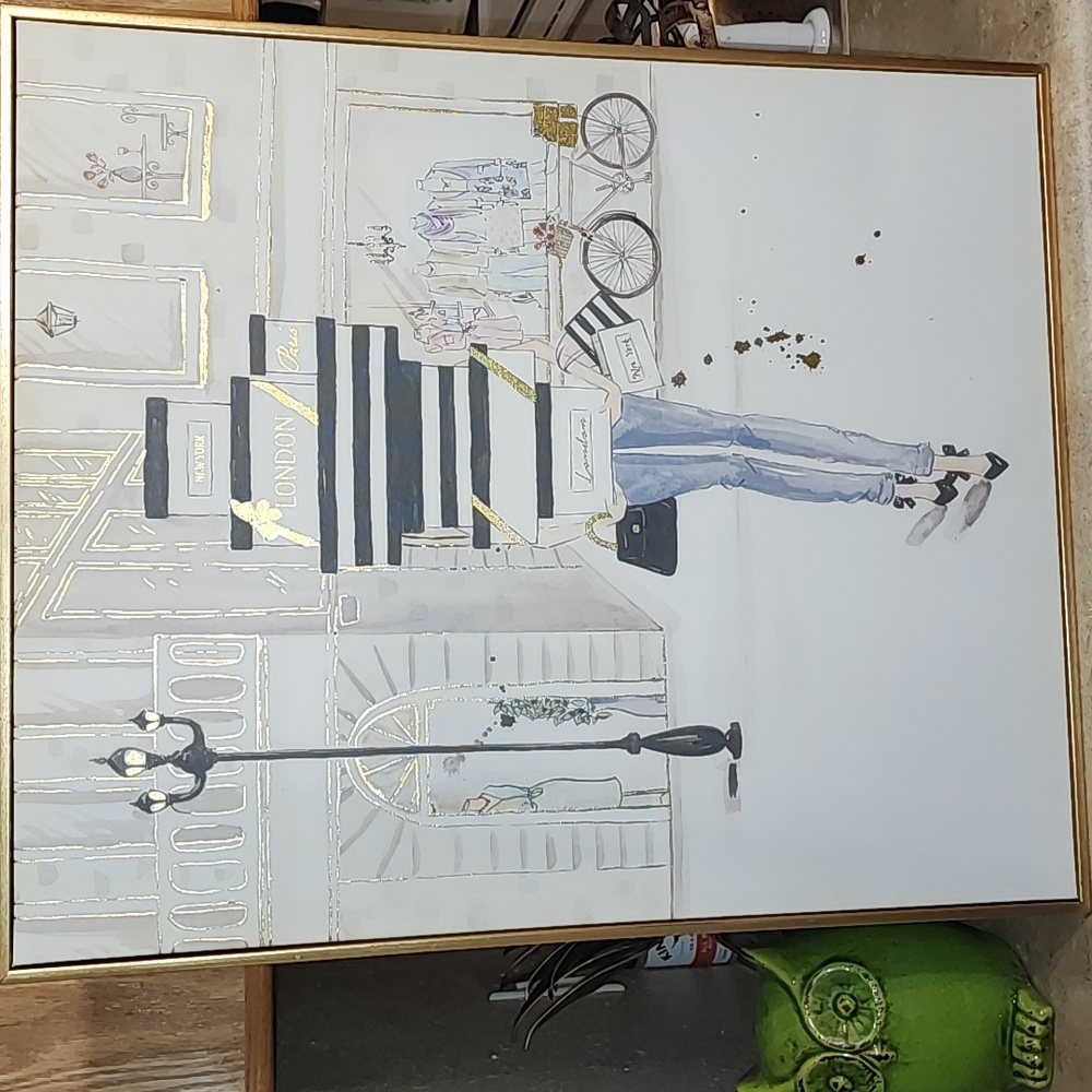 Chic London Shopping Art Print with Gold Accents - Picture 6 of 6